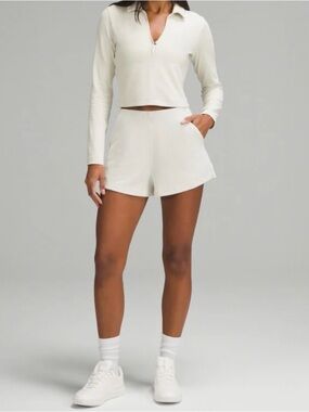 lululemon athletica Cream Ribbed High-Waist Athletic Shorts